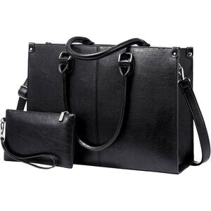 15.6 inch Black Laptop Tote Bag Vintage Work Bags for Women